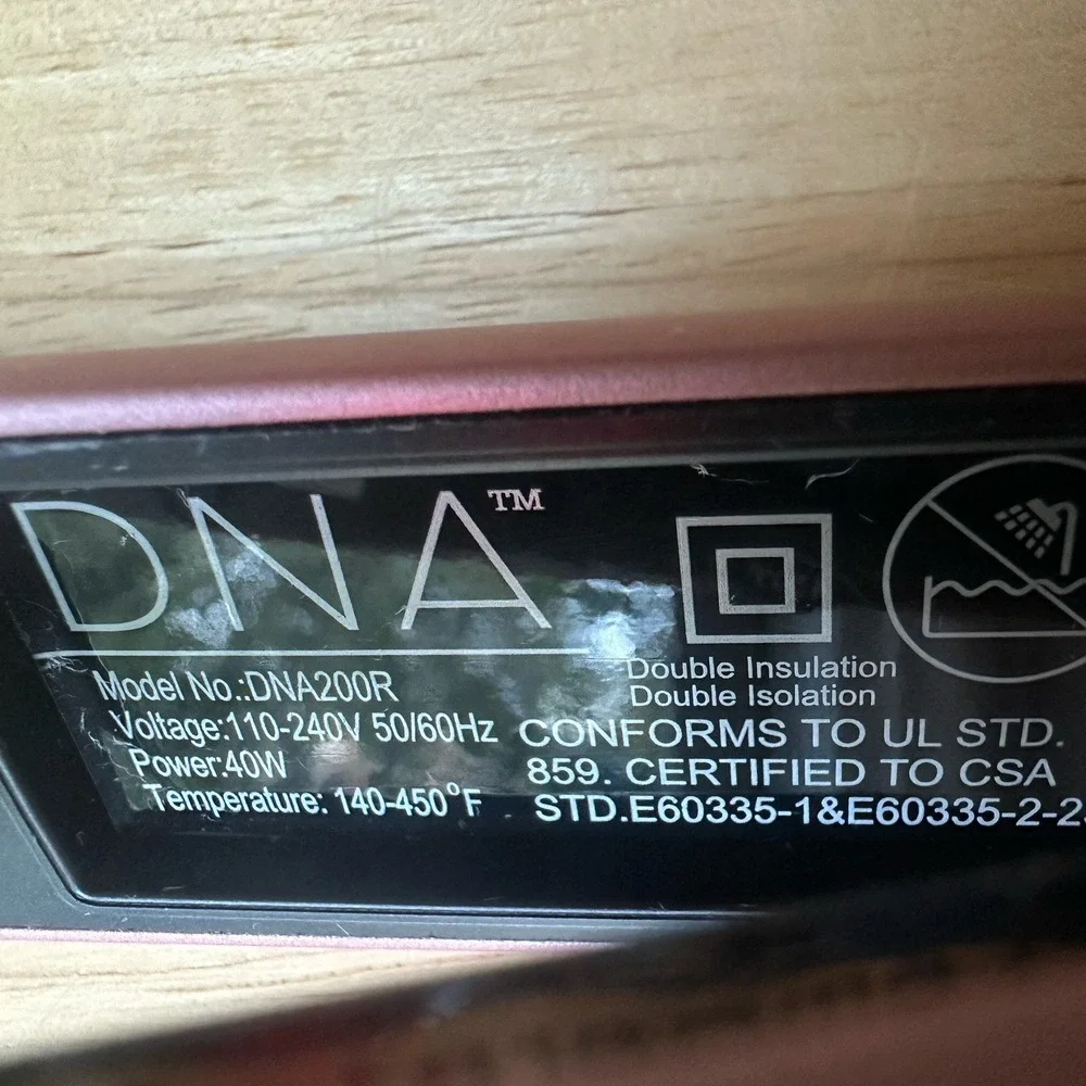DNA 200R Ceramic Hair Straightening Iron Flat Iron Pink Rose Gold 450°F Tested
